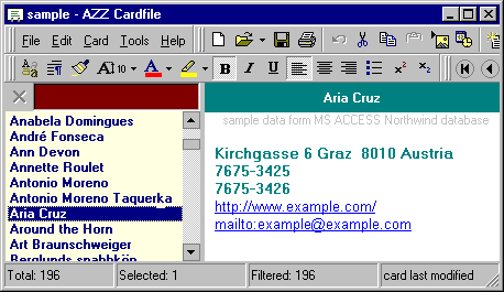 AZZ Cardfile: einfaches Telefon-Buch-Computer-Software Programm