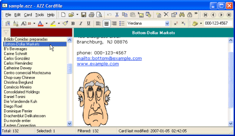 AZZ Cardfile: programa simple del software del libro de direccionamiento